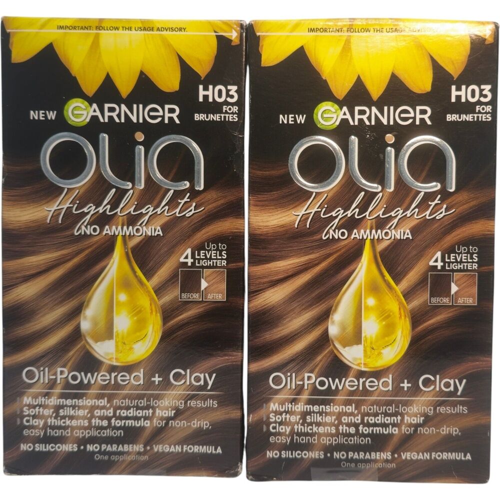 2 x Garnier Olia Hair Color Highlights for Brunettes Ammonia Free Hair Dye H03